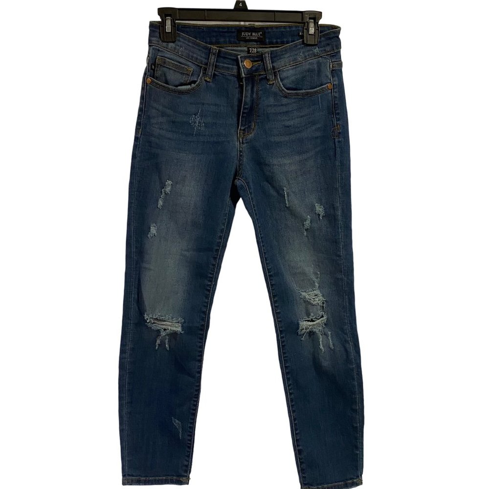Judy‎ Blue Mid Rise Relaxed Fit Distressed Jeans Size 7 / 28